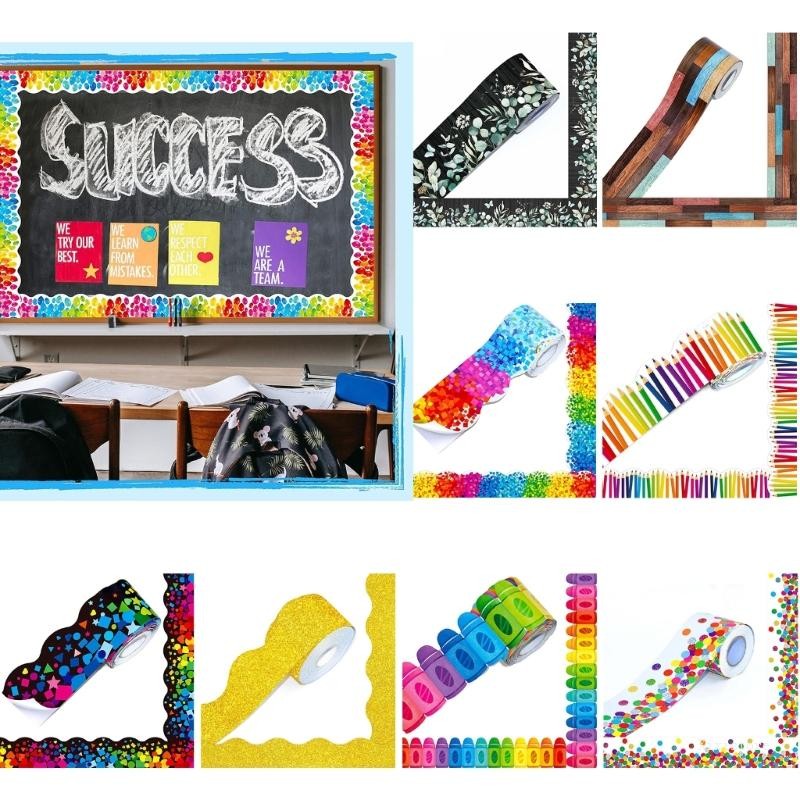 Xixi 1 ม้วน 59ft Bulletin Board Decors Bulletin Border Bulletin Paper Border