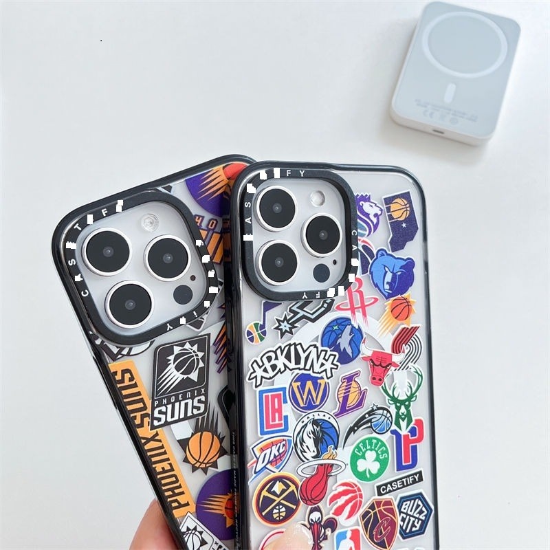 Case Joint NBA Basketball Team iPhone Casing for Iphone16/15/14pro/13/12Promax/11 Magnetic Charging Transparent Phone Case