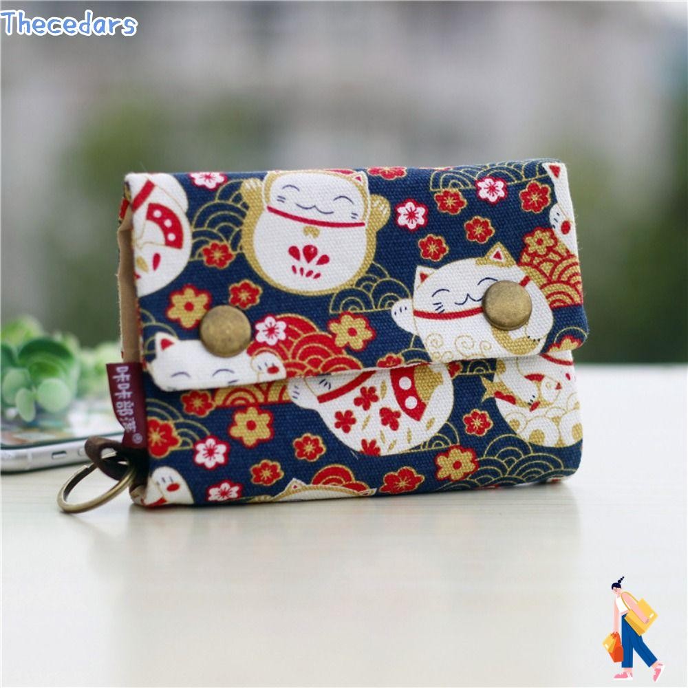 Thecedars0709 กระเป๋าใส่เหรียญ,ผ้าใบการ์ตูนเปลี่ยนเงิน,กระเป๋าสตางค์พับน่ารักหญิง