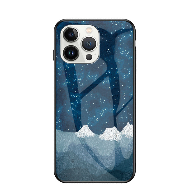 สําหรับ Apple IPhone 13, 13 Pro, 13 Pro Max, 13 Mini, 14, 14 Pro, 14 Pro Max, 14 Plus, เคสโทรศัพท์กระจก Starry Sky, คุณภาพสูงป้องกันการระเบิดฝาครอบป้องกัน ราคา ถูกที่สุด ดีลบีเคเค