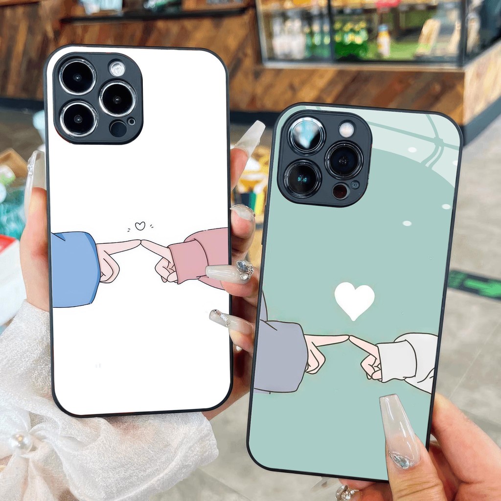 Love heart คู่มือแก้วสําหรับ iPhone 16 15 14 13 12 11 8 7 6 6s 6p 7p 8p 6g 7g 8g Pro Max XR X