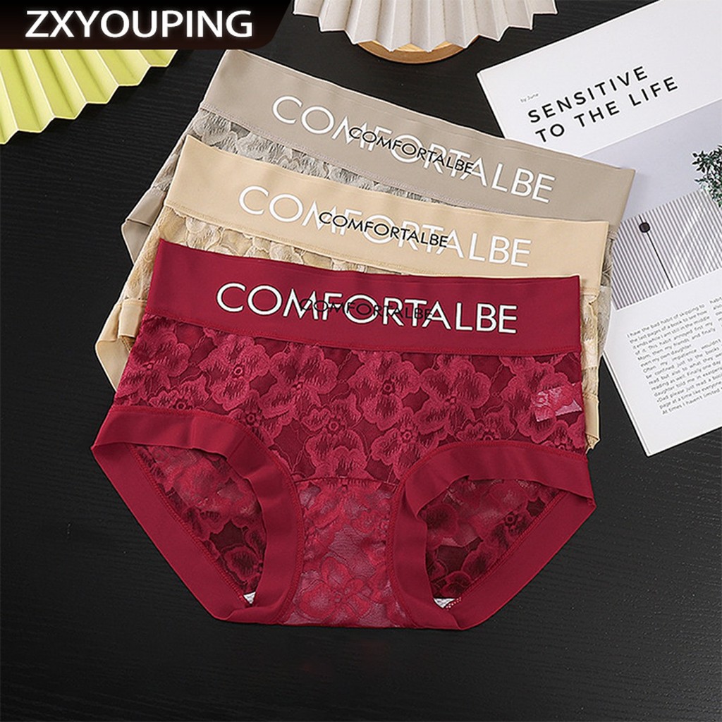 Zxyouping ผู้หญิงกางเกงชั้นในลูกไม้กระเป๋าสะโพกเอวกางเกงสบายโปร่งใส Plus ขนาดกางเกงชุดชั้นใน M-XXL