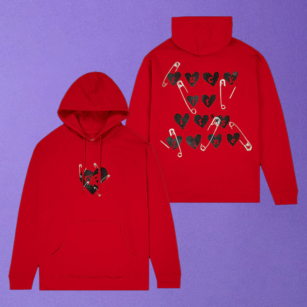 🔥ผ้าฝ้าย Hoodie👕 เสื้อฮู้ด Olivia Rodrigo Merch Hoodie ผู้ชายและผู้หญิง "fuck It, Its Fine" พิมพ์เสื