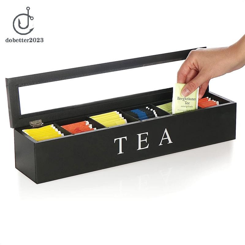 ไม้กล่องเก็บชาและกาแฟ ถุงชา กล่องน้ําตาล แพ็คเก็ต ภาชนะเก็บบ้าน ไทย