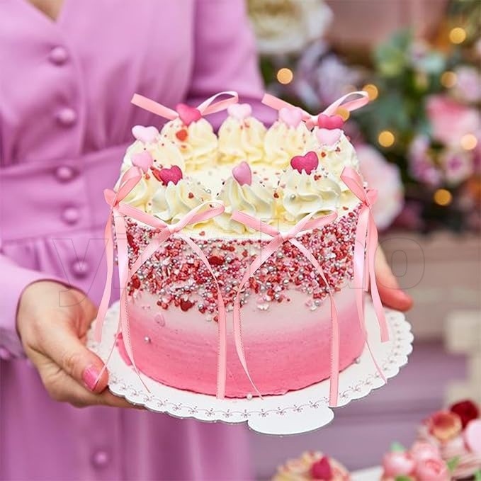 10 ชิ้นขนาดใหญ่บัลเล่ต์โบว์ Cupcake Toppers วันเกิด Bowknot ริบบิ้นตกแต่งเจ้าสาวเค้กขนมหวาน Picks งานแต่งงาน Party Supplies - รูปที่ 2