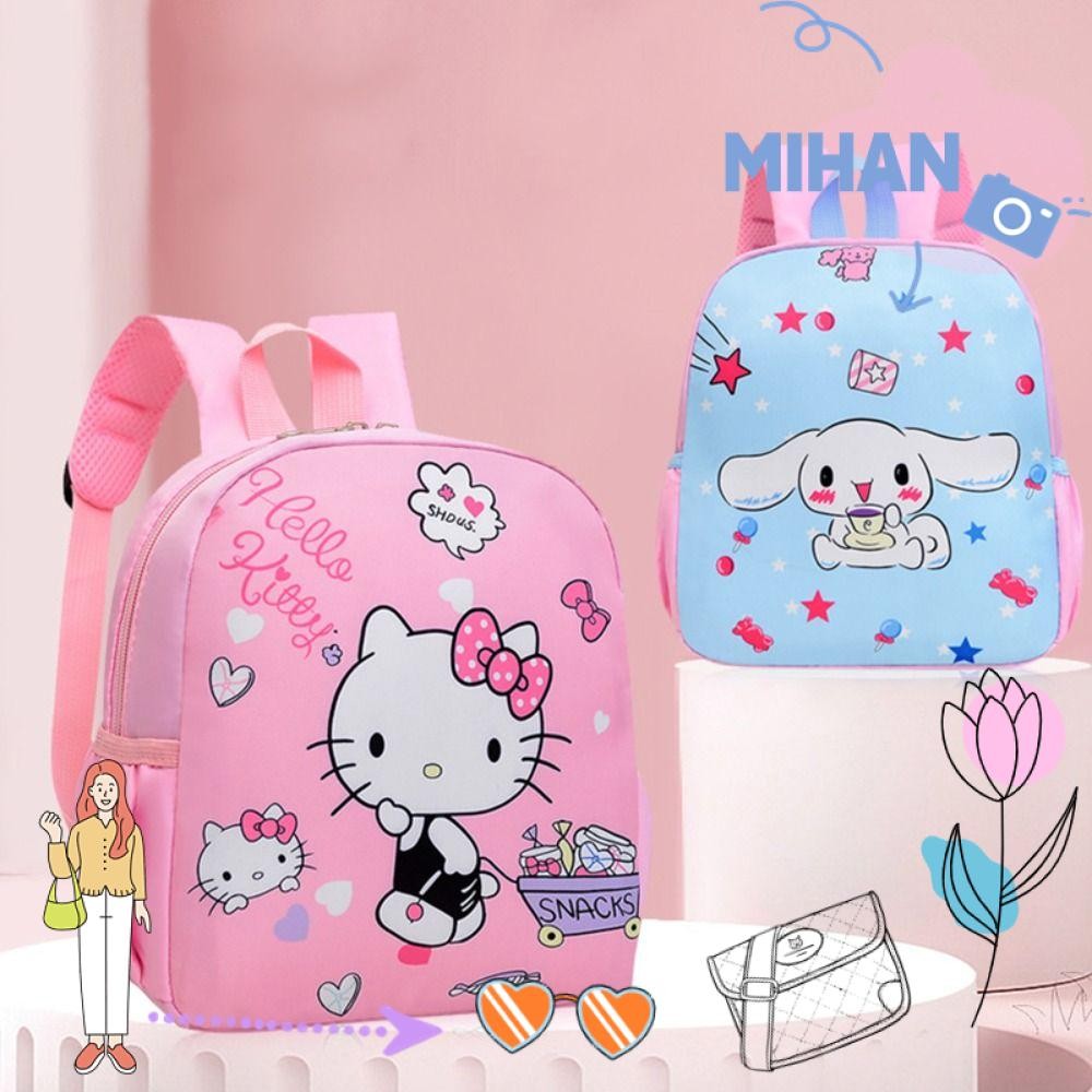 SANRIO เดือน กระเป๋านักเรียนเด็ก,ความจุขนาดใหญ่การ์ตูน ซานริโอ กระเป๋าเป้สะพายหลังอนุบาล, น่ารัก ไนลอนน้ําหนักเบา คุโรมิ เปลือกแข็งกระเป๋าสะพายชายหญิง