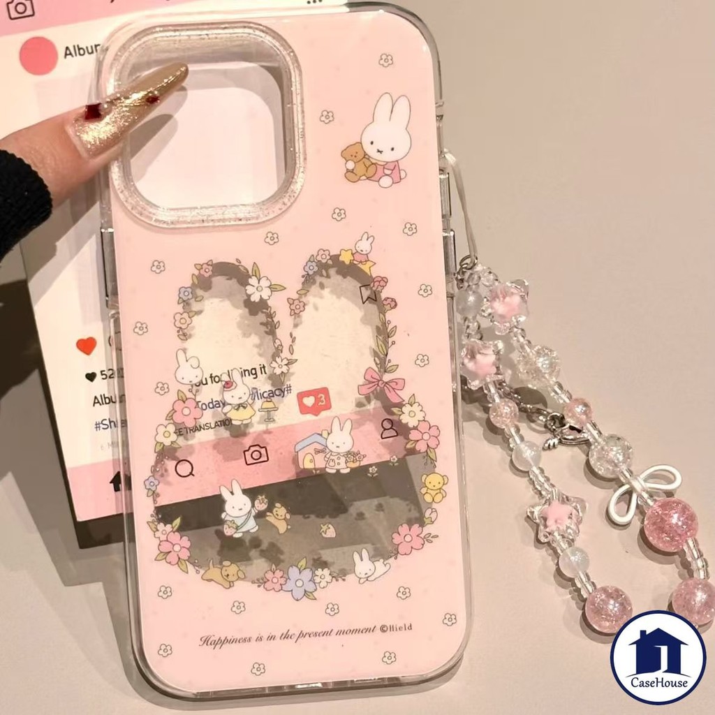เคสนิ่มใสรูปกระต่ายสีชมพูหวาน เข้ากันได้กับ iPhone 15 13 12 11 Pro Max 14 Pro Max 7 8 Plus XR X 11 13 15 Pro SE XS Max
