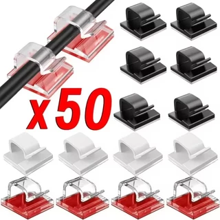10/30/50 ชิ้น Self-กาวผู้ถือสายเคเบิล - ชาร์จข้อมูลเส้น Fixer คลิป - Home Desktop Organizer