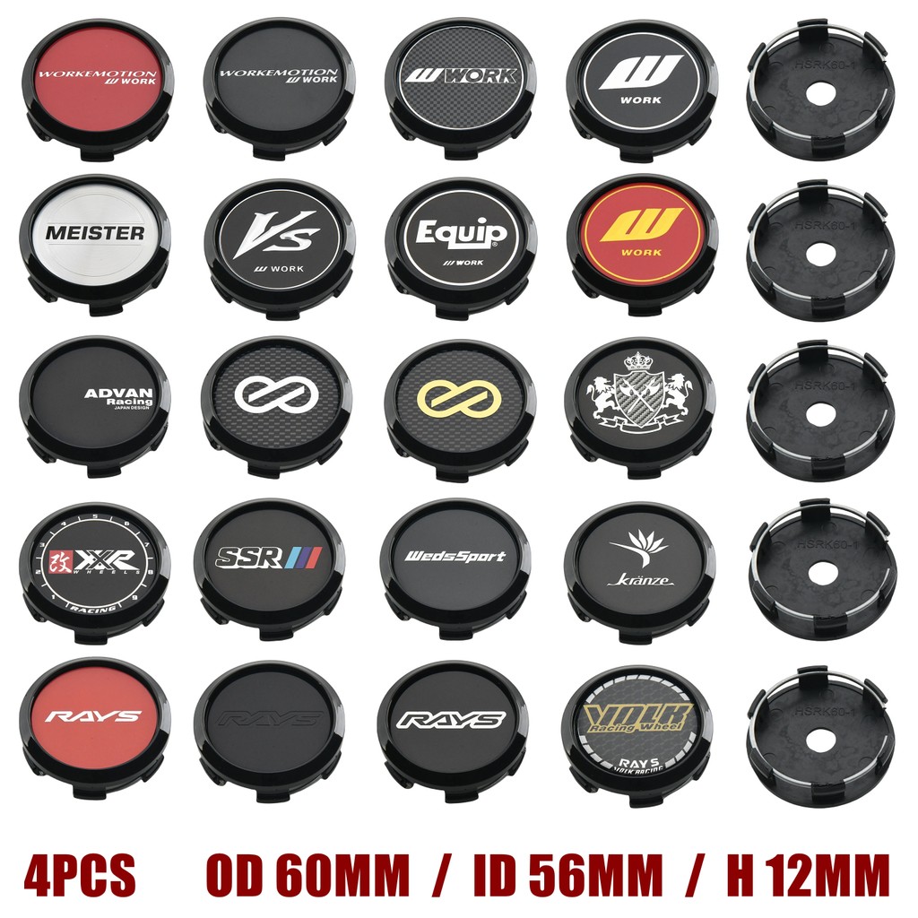 4ตัว ฝาครอบล้อ ENKEI 60มม ฝาครอบดุมล้อ ADVAN ขอบ SSR Racing สติ๊กเกอร์ ฝาดุมล้อ RAYS XXR WORK VS EQUIP MEISTER WEDSSPORT