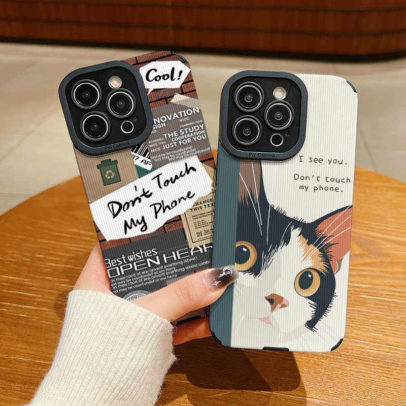 ปลอกหนังสําหรับiPhone 17 Air 16E 16 15 14 13 12 11 Pro X XR Xs Max 7 8 6 6S Plusแมวน่ารักซิลิโคนอ่อนนุ่มTPUกรณีปกหลัง | HN B251