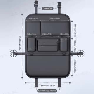 Seametal กระเป๋าเก็บของหลังเบาะรถ ที่เก็บของด้านหลังเบาะ กระเป๋าในรถแบบหลายฟังก์ชัน กระเป๋าเก็บของรถ
