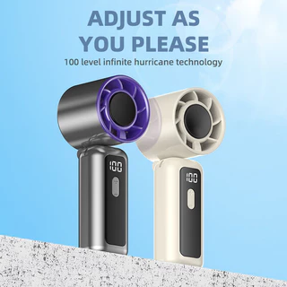 พัดลมพกพาขนาดเล็ก แบตเตอรี่ชาร์จได้ 3000mAh พร้อมจอแสดงผล LED พับได้ 180° ปรับความเร็วได้ 100 ระดับ พัดลมแขวน วามเย็นประ