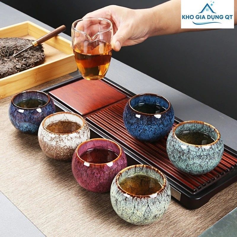 (กล่องรวม) ชุดถ้วยชา Tran มด Muc Five Elements 5 ชิ้นพร้อม H. พรีเมี่ยมไฟเกลซ (C100105GDQT)