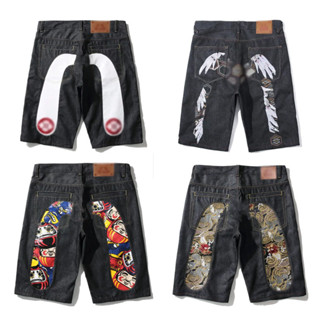 Eershenshi กางเกงยีนส์แฟชั่นกางเกงขาสั้นตรงการออกแบบ Retro S…