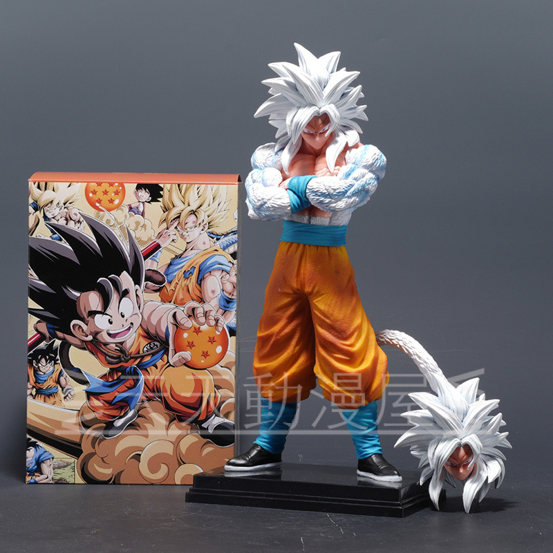 Dragon Ball รุ่น GK รูปปั้น Hug Breast Super Five Son Goku White God Goku อะนิเมะ Merchanted ตุ๊กตา Boxed ของขวัญ