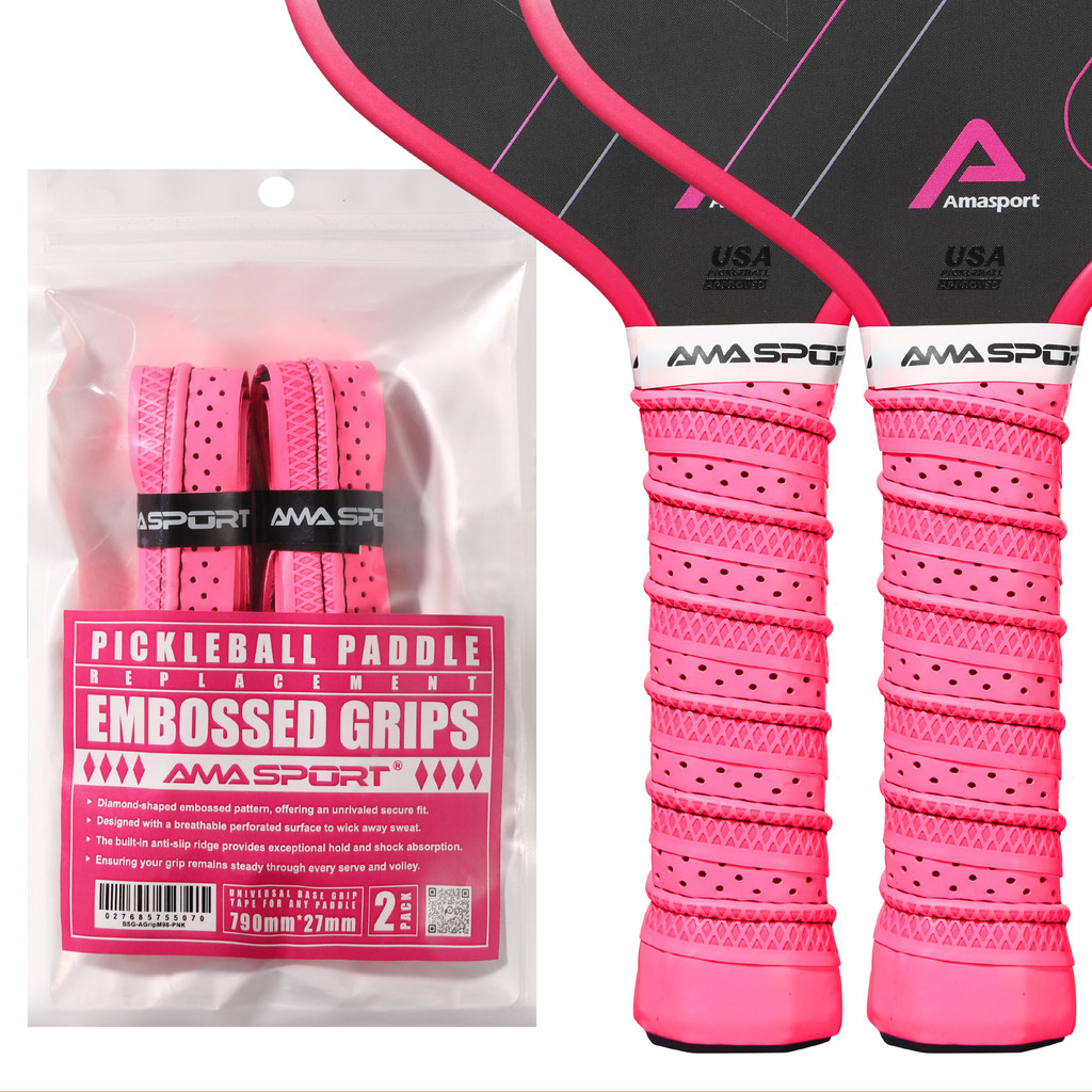 Amasport Pickleball Paddle Overgrip 2 ชิ้น, กันลื่น Tacky ทนทาน, นูนพรุน, เทป PU Grip
