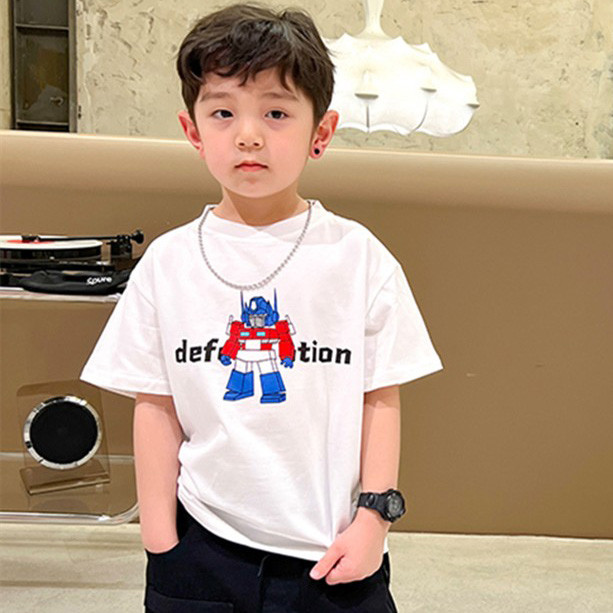 COD（จัดส่งภายใน 24 ชั่วโมง）เด็กชายฤดูร้อนเสื้อยืดแขนสั้นผ้าฝ้าย 2025 เด็กสไตล์ใหม่เด็กทารกฤดูร้อนการ์ตูนพิมพ์ด้านบน