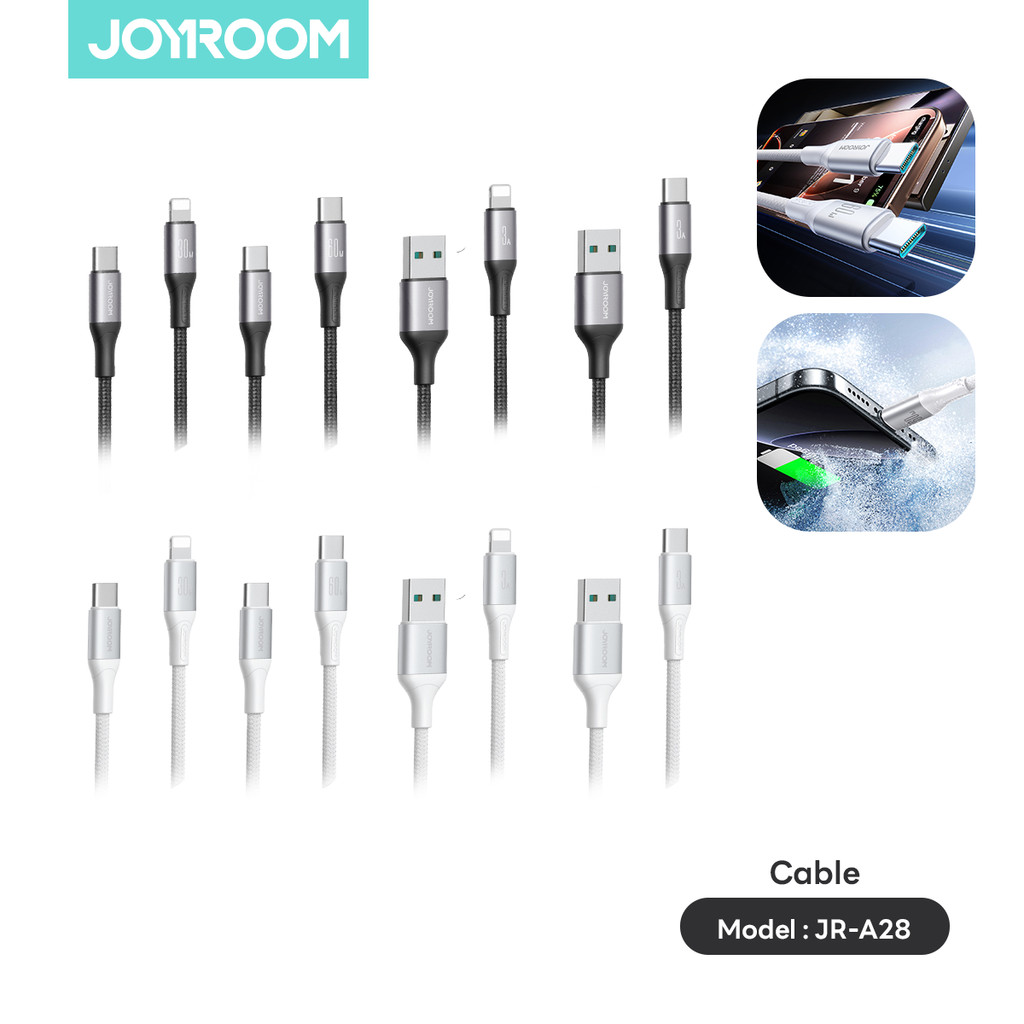 Joyroom รุ่น JR-A28 สายชาร์จ ขนาด3Aและ60W Fast Charging ชาร๋จเร็ว 1m สายถักไนลอน แข็งแรงทนทาน