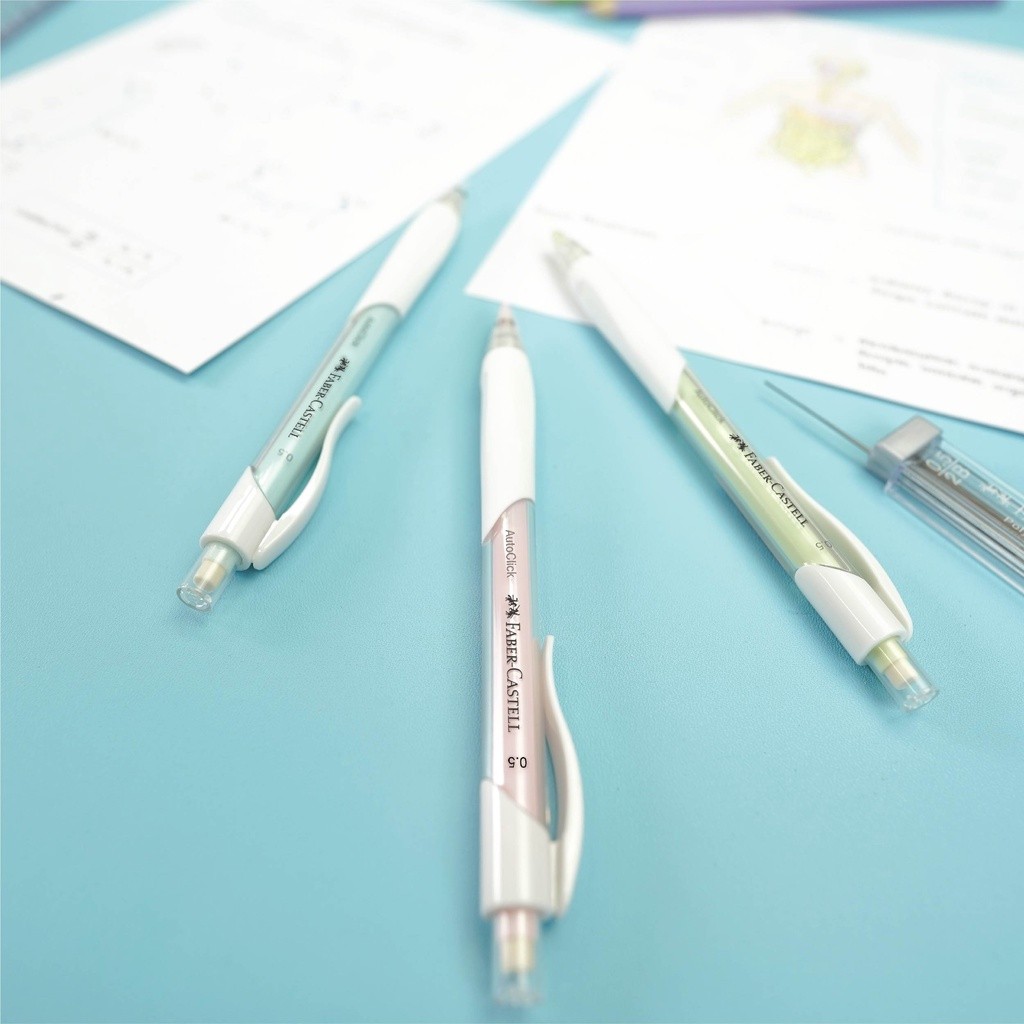 Faber Castell AutoClick ดินสอกด 2B 0.5 + รีฟิล Faber-Castell ดินสอกด 0.5 มม. เติมดินสอเติมฟรี