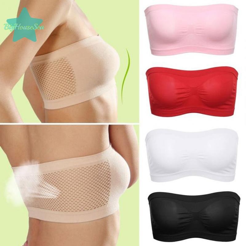 [BigHouseSea] ชุดชั้นในสตรี Tube Top Strapless Breathable Seamless Stretch Invisible Bra ใหม่