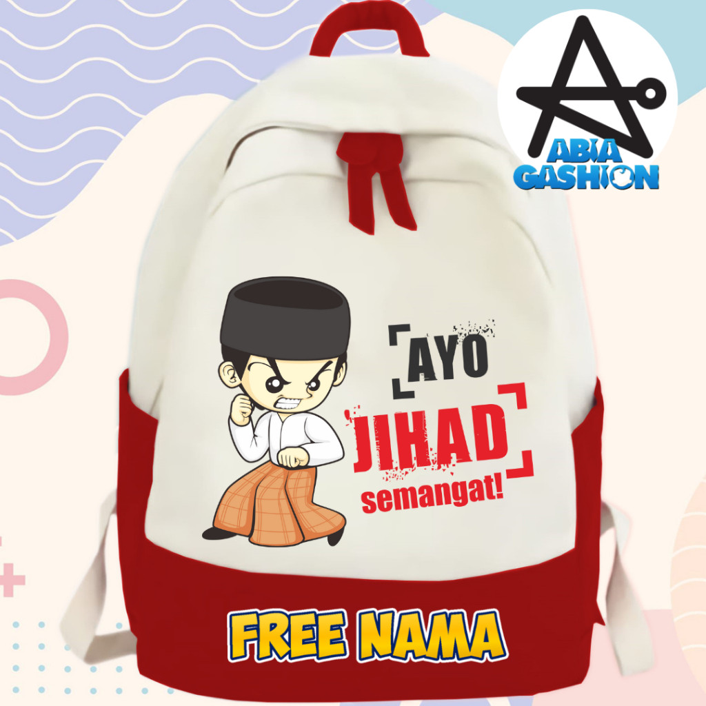 กระเป๋าเป้สะพายหลังที่กําหนดเองสําหรับเด็กนักเรียน Lets Jihad_Free Name