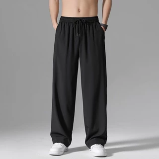 AP Store กางเกงขายาวผู้ชาย ทรงกระบอกตรง เอวยางยืด แฟชั่นเกาหลี ฟรีไซร์