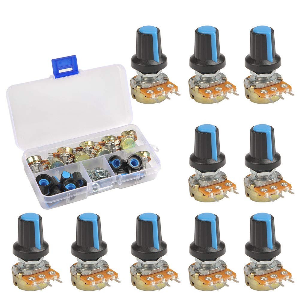 10pcs WH148 Potentiometer 10 ค่า + ปุ่ม,15 มม.3pin Potentiometer ชุด B1K B2K B5K B10K B20K B50K B100