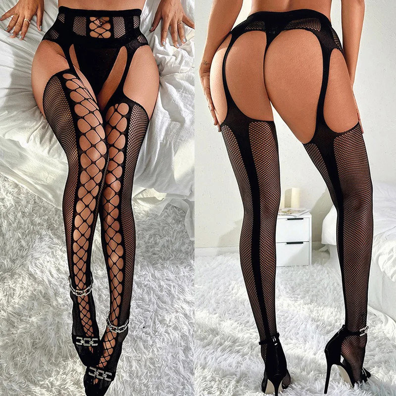 เร้าอารมณ์เซ็กซี่ Fishnet ชุดชั้นในสตรี Crotchless ดูผ่านตาข่ายโปร่งใสถุงน่อง Babydoll ชุดชุดชั้นในสําหรับ Sex