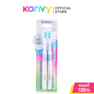 BuooLa Toothbrush For Braces With Dental Floss Stick #Blue บูโอล่า แปรงสีฟันสำหรับคนจัดฟัน สีฟ้า.