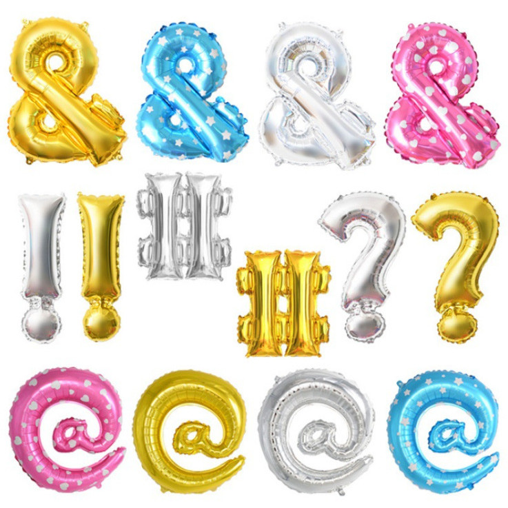 16 in Symbol Balloon Question Mark Exclamation Mark! @ &? ตัวละครพิเศษบอลลูนตกแต่งบรรยากาศวันเกิด