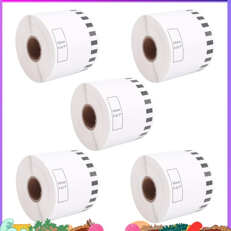 Super 5 Refill Rolls Compatible -22205 Label 62mmx30.48M ต่อเนื่องสําหรับเครื่องพิมพ์ฉลากกระดาษสีขาว