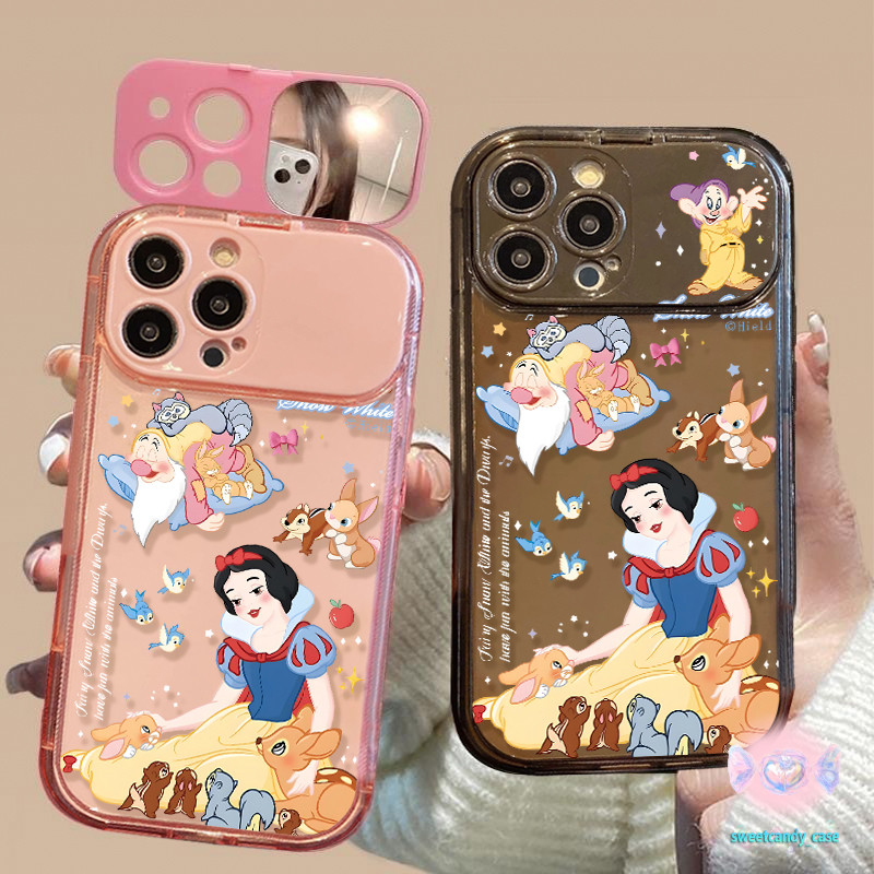 🎀จัดส่งในพื้นที่🎀 เคสกระจกแต่งหน้า ตัวการ์ตูน หิมะขาว สําหรับ IPhone 16 15 14 13 7 8plus Pro Promax XR XS