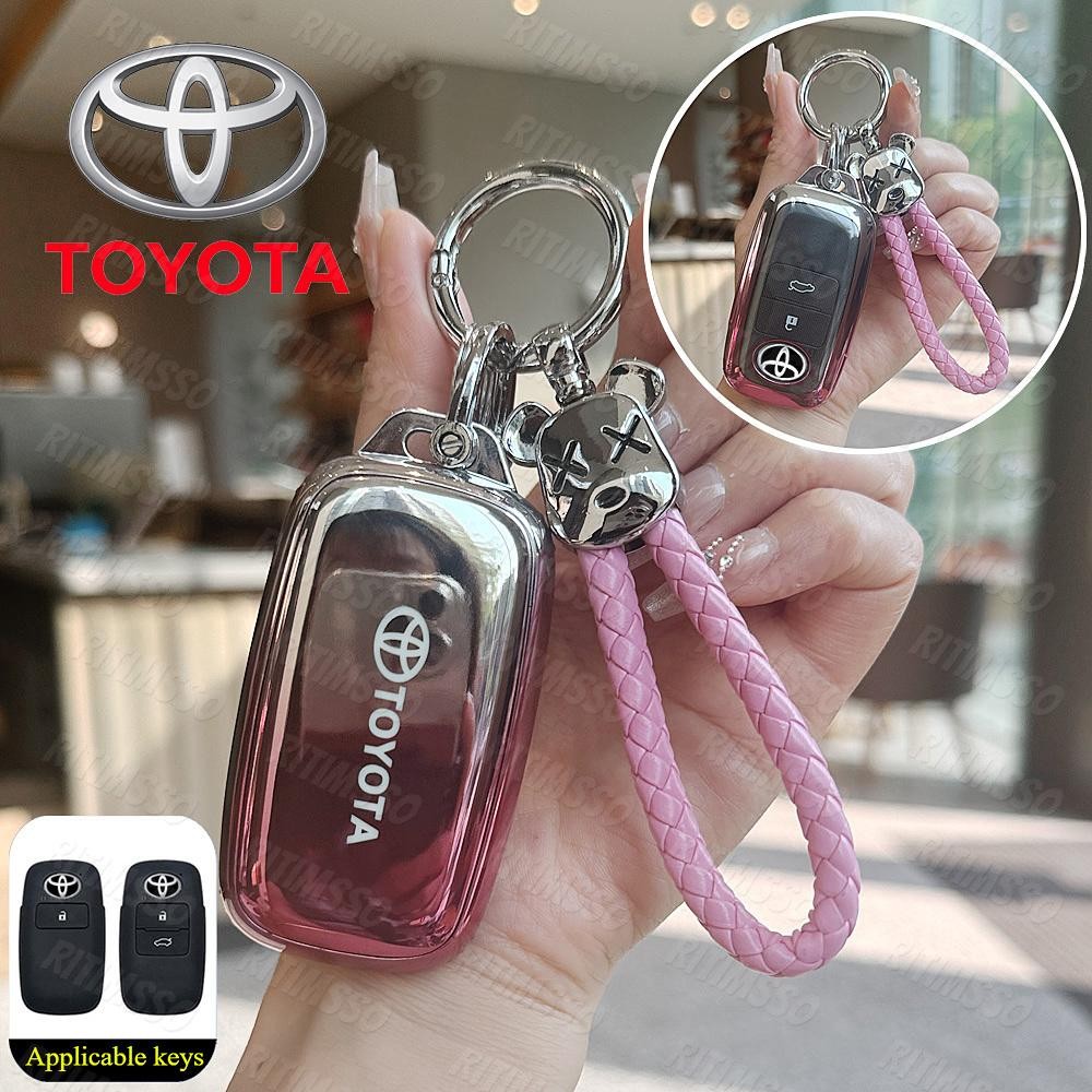 Tpu Keyless Remote ฝาครอบกุญแจรถสําหรับ Toyota Vios 2023 Yaris Ativ Avanza Veloz Raize
