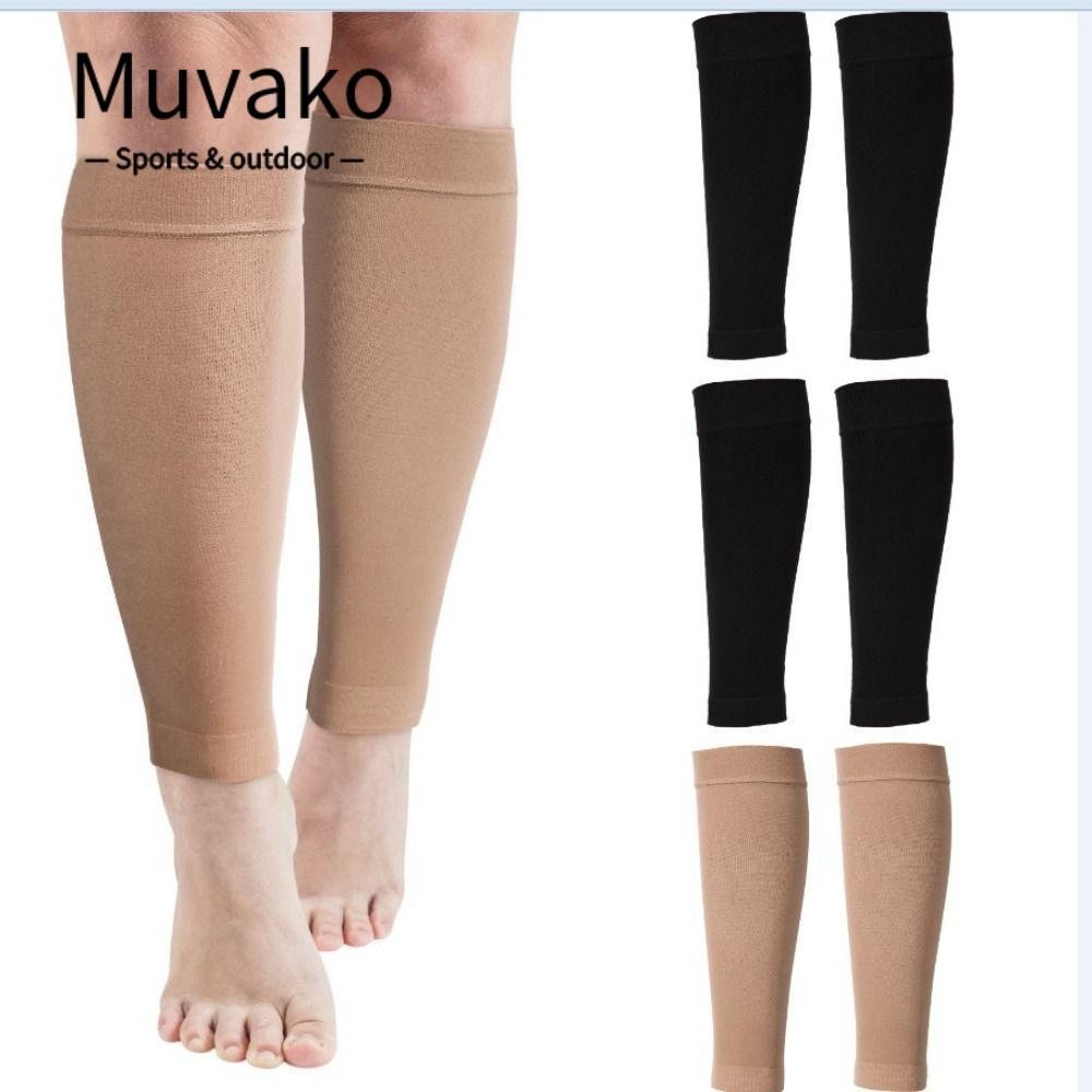 Muvako 1 คู่ กีฬา รองรับน่อง, ไนลอน ยืดหยุ่น เท้า บีบอัด ถุงเท้า, สีดํา ผิวยืด ป้องกันเส้นเลือดขอด เส้นเลือดขอด ขา วิ่ง