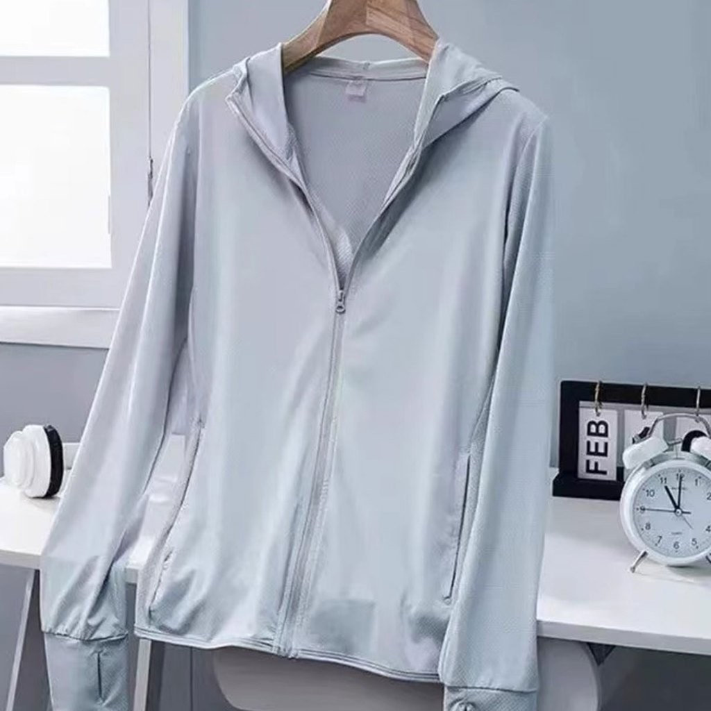 เสื้อผ้าป้องกันแสงแดดสำหรับผู้หญิง เสื้อกันแดด UPF50+ ผ้าไอซ์ สำหรับชายและหญิง ชุดฤดูร้อน แบบบางเบา - รูปที่ 3