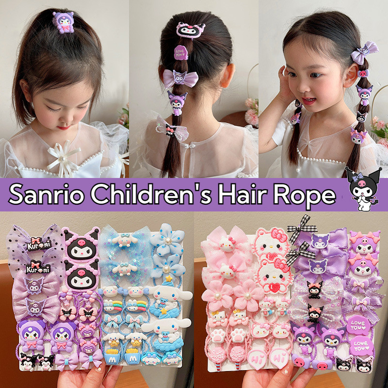 SANRIO ยางรัดผม แบบยืดหยุ่นสูง ลาย Kuromi melody Cinnamoroll น่ารัก เครื่องประดับ สําหรับเด็กผู้หญิง