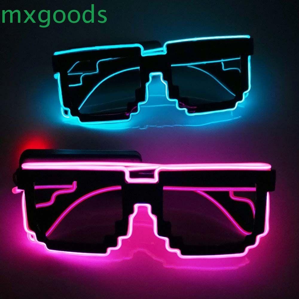 Mxgoods แว่นตาคอสเพลย์ LED EL Wire 8 Bit เรืองแสง สําหรับปาร์ตี้