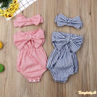 Tomybaby- ชุดจั๊มสูท รอมเปอร์ แขนกุด ประดับโบว์ + ที่คาดผม 2…