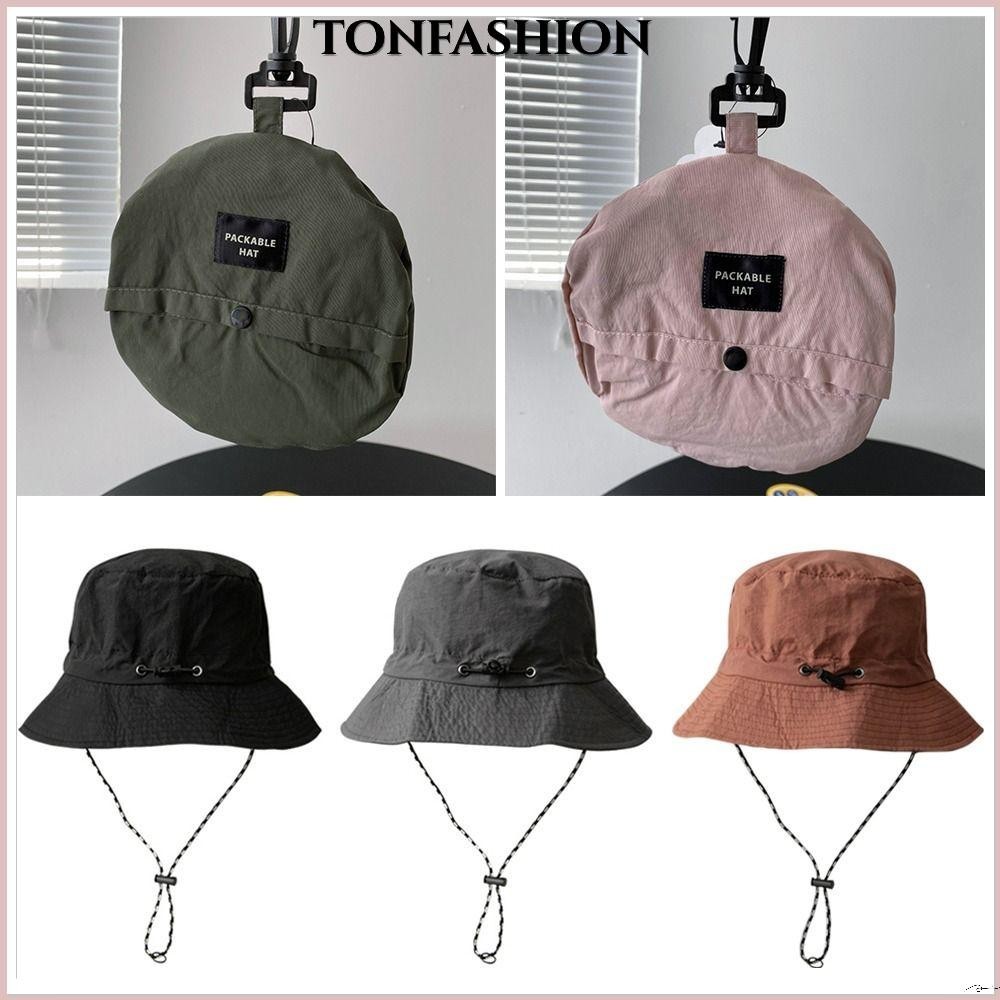 Tonfashion หมวกบักเก็ต ป้องกันรังสียูวี ตั้งแคมป์ เดินป่า กันน้ํา พร้อมกระเป๋าเก็บ หมวกกันแดด
