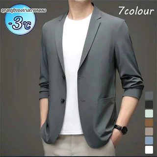 【TH Stock】ชุดสูทลำลองแบบบางใหม่ของผู้ชาย Men's Lightweight Casual Suit Jacket/แห้งเร็ว กันแดด หลวม ขนาดใหญ่ ทันสมัย ​​ใช้งานได้หลากหลายและสะดวกสบาย ผ้าไหมน้ำแข็ง เสื้อแจ็คเก็ตธุรกิจไร้เหล็ก