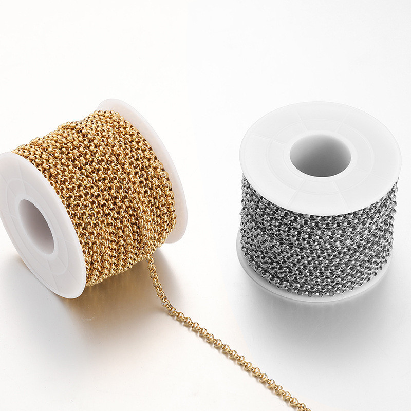 5m/bag 304 สแตนเลสรอบ Pearl Chain ไทเทเนียมเหล ็ ก BL Chain diy เสื ้ อผ ้ ากระเป ๋ ารองเท ้ าอุปกรณ ์ เสริมโซ ่ เครื ่ องประดับโซ ่