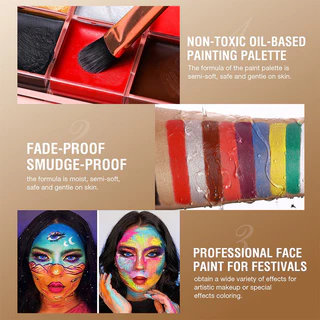 สีเพ้นท์หน้า สีน้ำมัน สำหรับแต่งหน้า ปาร์ตี้แฟนซี เพ้นท์ร่างกาย 12 สีจัดส่งภัยใน24ชั่วโมง