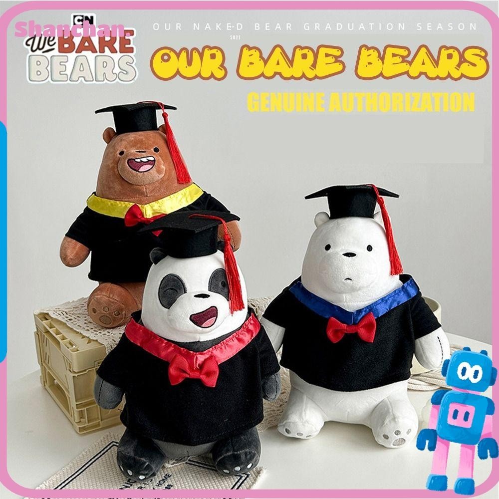 Shanchan ของเล่นตุ๊กตา We Bare Bears Dr. 27 ซม. ของเล่นตุ๊กตาหมีแพนด้า สําเร็จการศึกษา ฤดูกาล Bare Bear Peluche