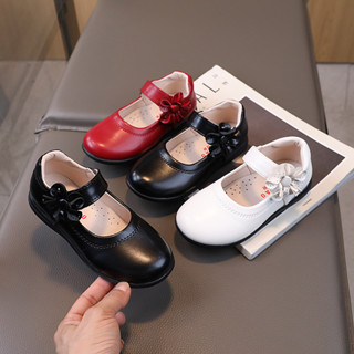 รองเท ้ าหนังเด ็ กผู ้ หญิงขนาดกลางเด ็ กใหญ ่ สีดํารองเท ้…