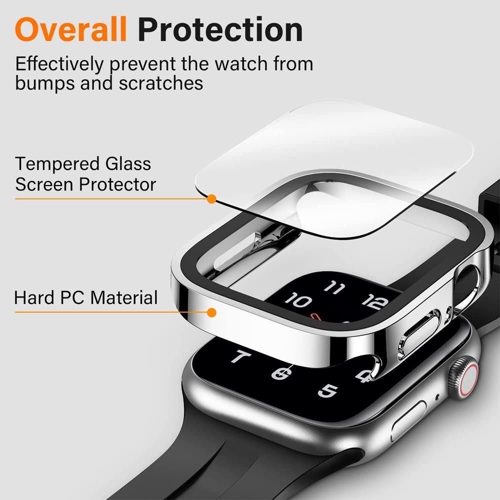 กระจกนิรภัยกันรอยหน้าจอ + ฝาครอบ Apple Watch 45/41/44/40 มม. รองรับซีรีส์ 7/8/9/SE/6/5 ราคา ถูกที่สุด โปรบีเคเค แกลเลอรีภาพที่ 3