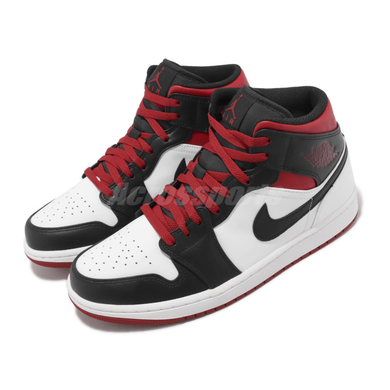 Nike Air Jordan 1 Mid AJ1 Gym Red Black Toe รองเท ้ าลําลองผู ้ ชายรองเท ้ าผ ้ าใบ DQ8426-106 SREN