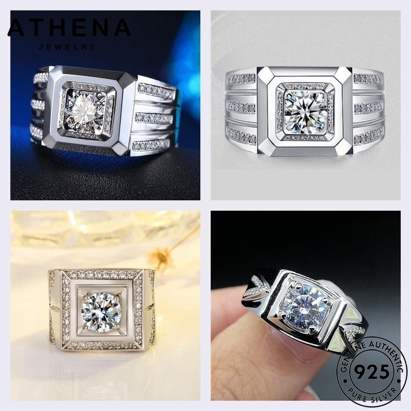 ATHENA JEWELRY เพชร ผู้ชาย เงิน แท้ แหวนปรับได้ 925 แหวน แฟชั่น M127