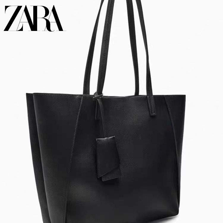 ZARA ซาร่า กระเป๋าโท้ทความจุขนาดใหญ่ใหม่ 2024 ผู้เดินทาง กระเป๋าผู้หญิงสันทนาการมือถือหลายช่องกระเป๋าช้อปปิ้งเนื้อแฟชั่นกระเป๋าสะพายไหล่เดีย
