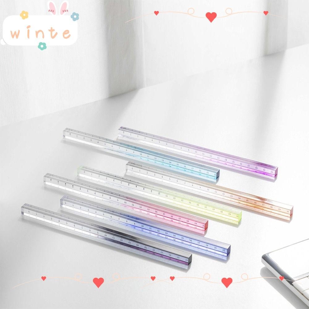 Wint ไม้บรรทัดตรง, ไม้บรรทัดลูกบาศก์สีไล่ระดับสี 20 ซม., ไม้บรรทัดขนาดโปร่งใสอะคริลิคคุณภาพสูงอุปกรณ์สํานักงานของโรงเรียน