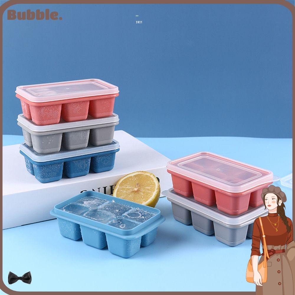 Bubble 6 กริดน้ําแข็ง Mould เครื่องมือห้องครัวฤดูร้อนซิลิโคนนุ่มแม่พิมพ์เบียร์กาแฟ Chiller Fast Cool Gadget พร้อมฝาปิด